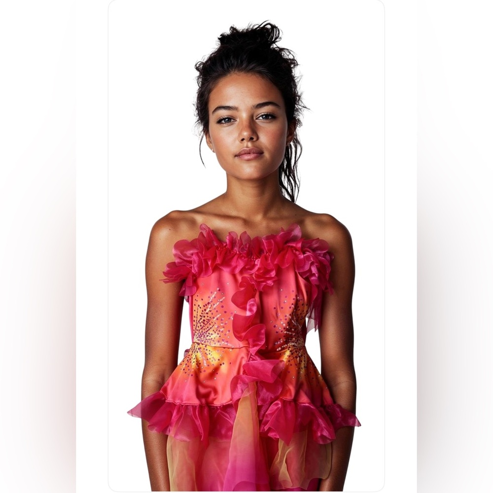 Wicked kids Medium
Vibrant Pink‎ and Orange Strapless Dress